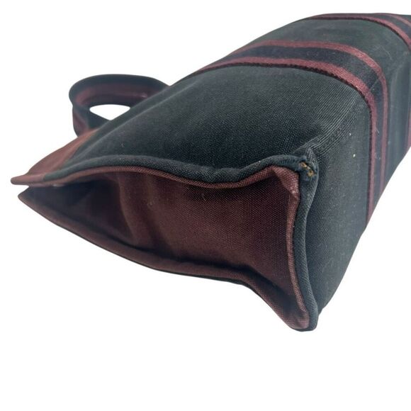 Hermès Fourre-Tout PM Black and Burgundy Canvas Tote Bag - Picture 11 of 13